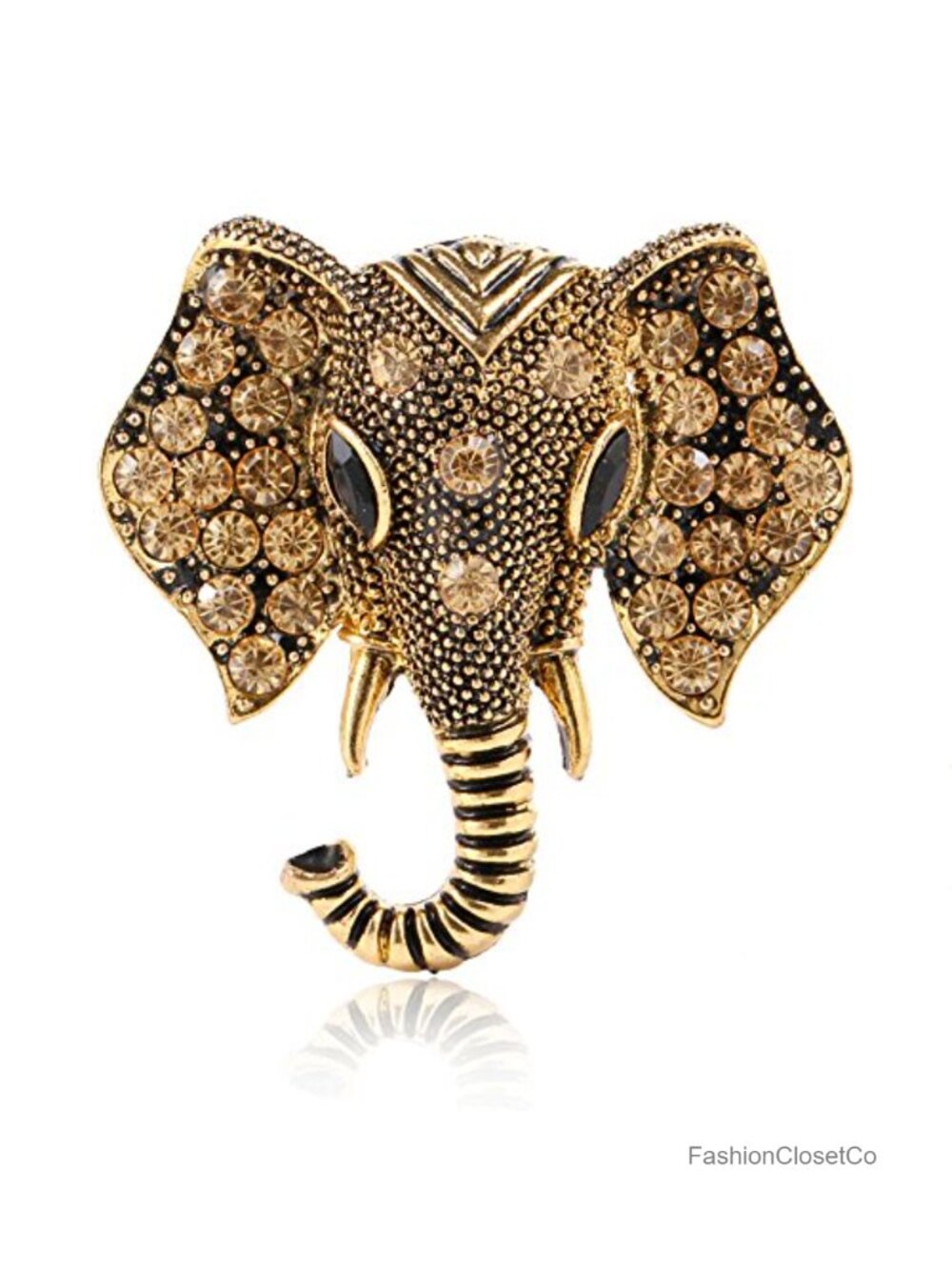 Retro Crystal Elephant Brooch Pin